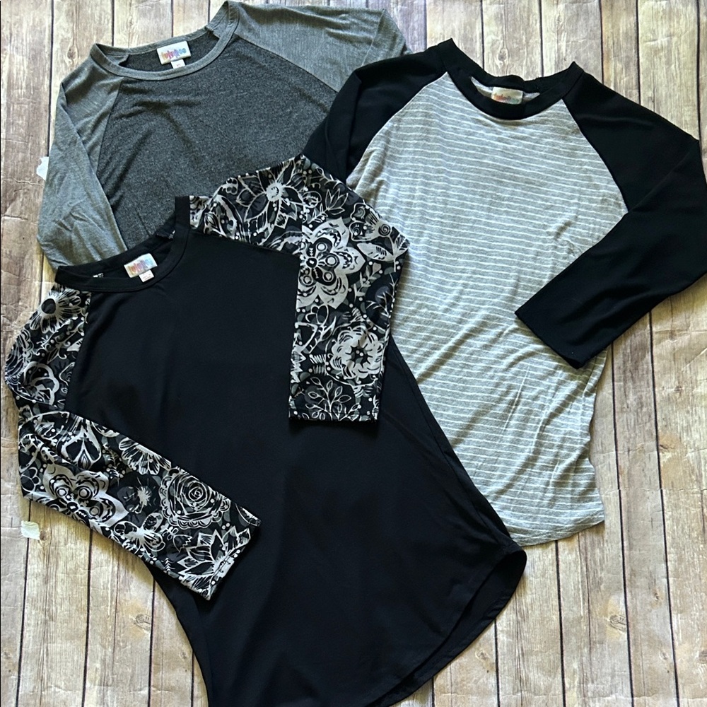 LuLaRoe Long Sleeve Tops - Black, Gray, and Patterned